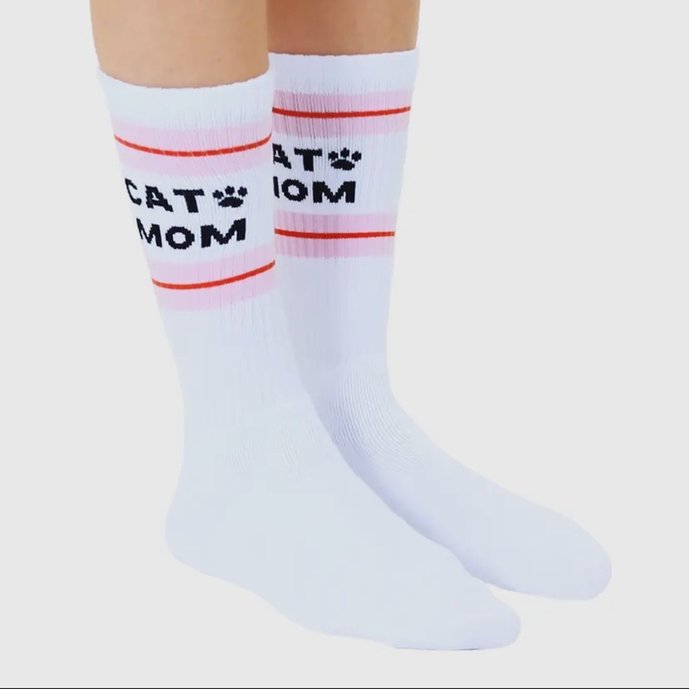 NWT CAT MOM CLASSIC CREW SOCKS WITH RIBBED TUBING - Picture 2 of 3